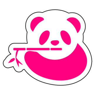Panda Eating Bamboo Sticker (Hot Pink)